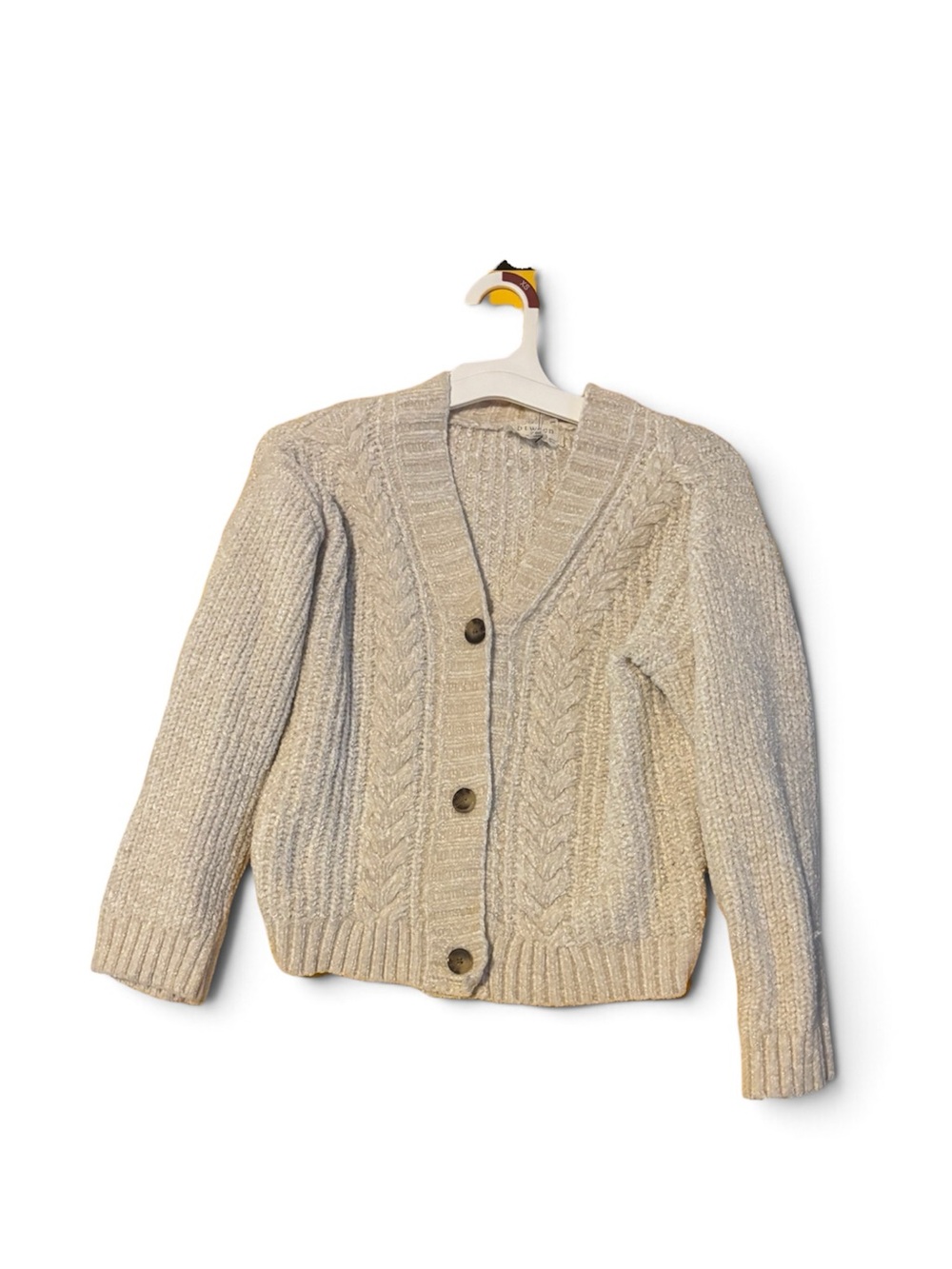 btween kids Cream Cable Knit Button Cardigan Size 12